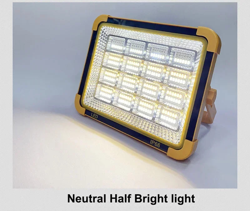 15000LM USB Rechargeable LED Solar Flood Light 2000Watt with Magnet Strong Light Portable Camping Tent Lamp Work Repair Lighting