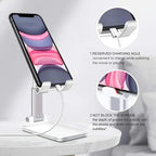 Universal Phone Stand for Desk, Adjustable Tablet Holder Compatible with iPhone iPad , Foldable Cell Phone Stand for Table