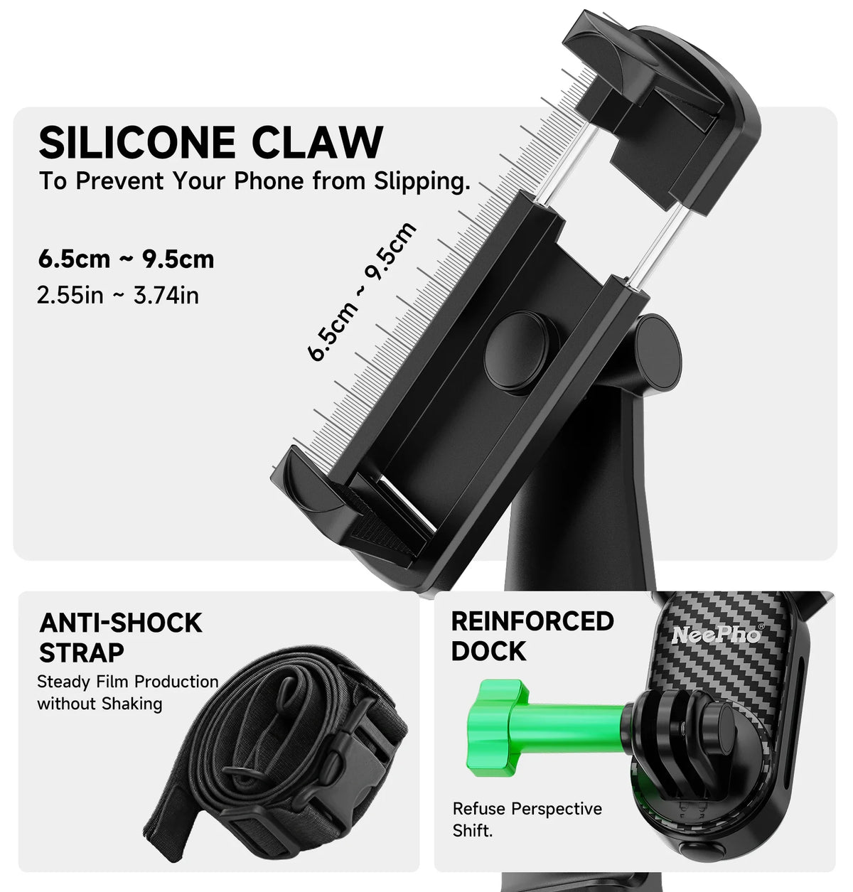 NeePho NP-G2 Soft Silicone Neck Mount Bracket, POV First-Person Perspective Phone & Action Camera Holder