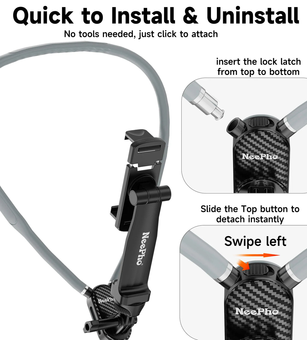 NeePho NP-G2 Soft Silicone Neck Mount Bracket, POV First-Person Perspective Phone & Action Camera Holder