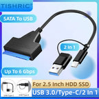 SATA To USB 3.0/Type-C/2 In 1 USB3.0 Type-C Cable Up To 6 Gbps For 2.5 Inch External HDD SSD Hard Drive SATA 3 22 Pin Adapter