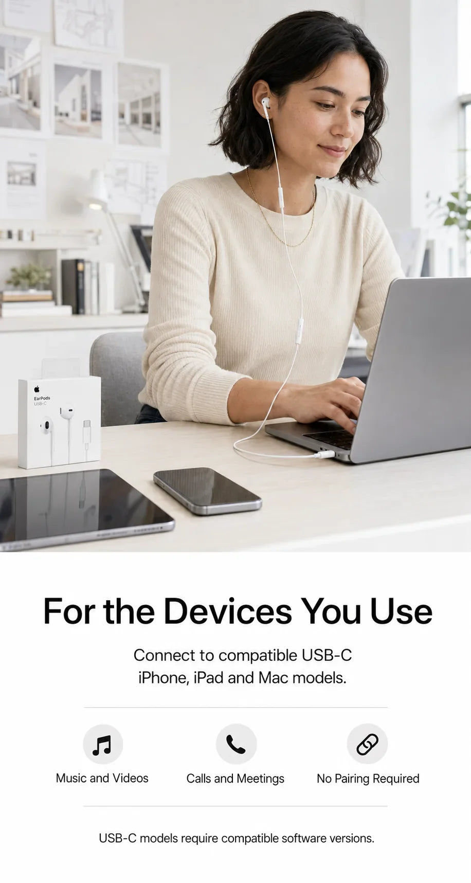 Official Apple EarPods Wired Headphones Lightning USB-C 3.5mm Connector with Mic Remote Adapters for iPhone iPad MacBook
