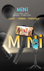 Handheld Gimbal Stabilizer Selfie Stick Tripod with Removable Fill Light Wireless Remote Portable Phone Stand Holder