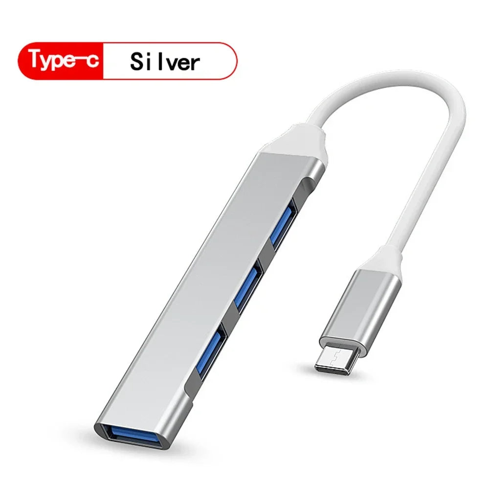 4-Port USB-C Hub Splitter Adapter for Laptop & Mobile