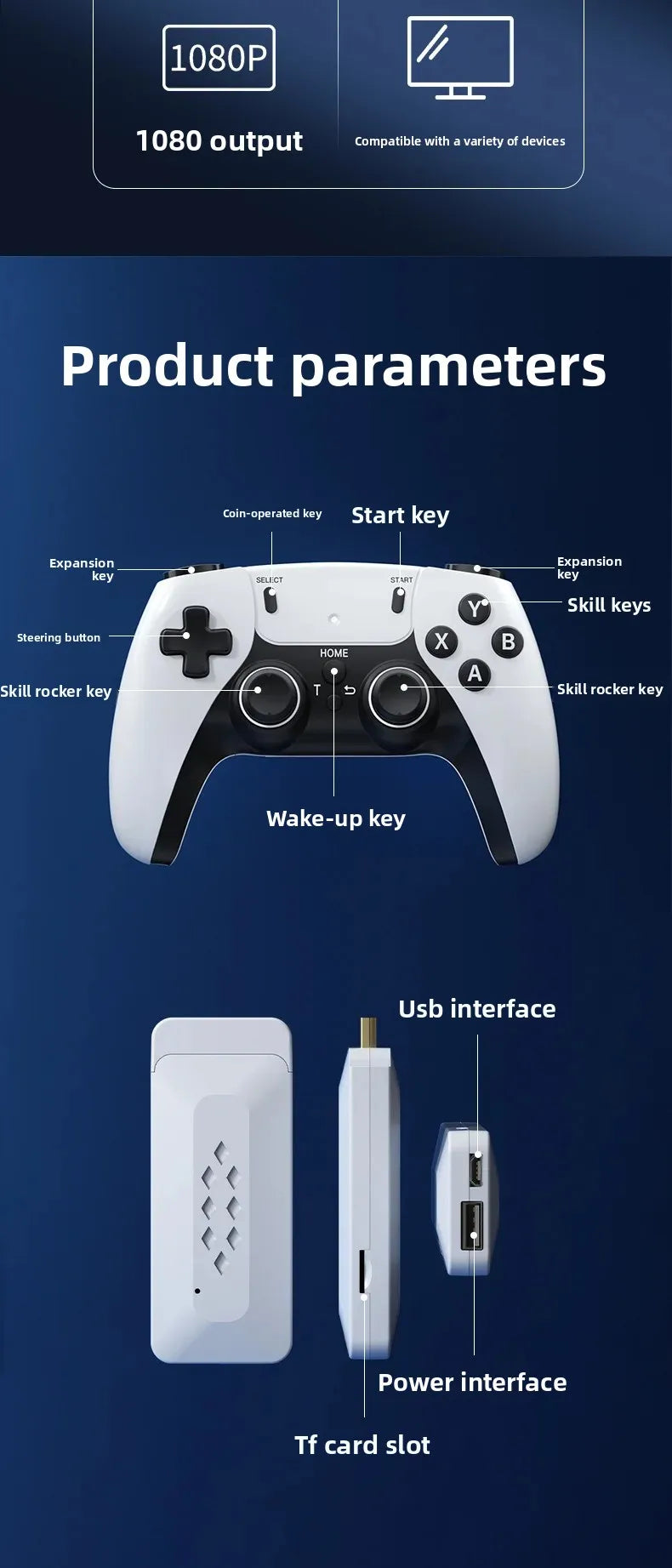 New M22 Wireless Retro Style Dual Player Game Console TV Connection High Definition Simulation Game Controller Home Use