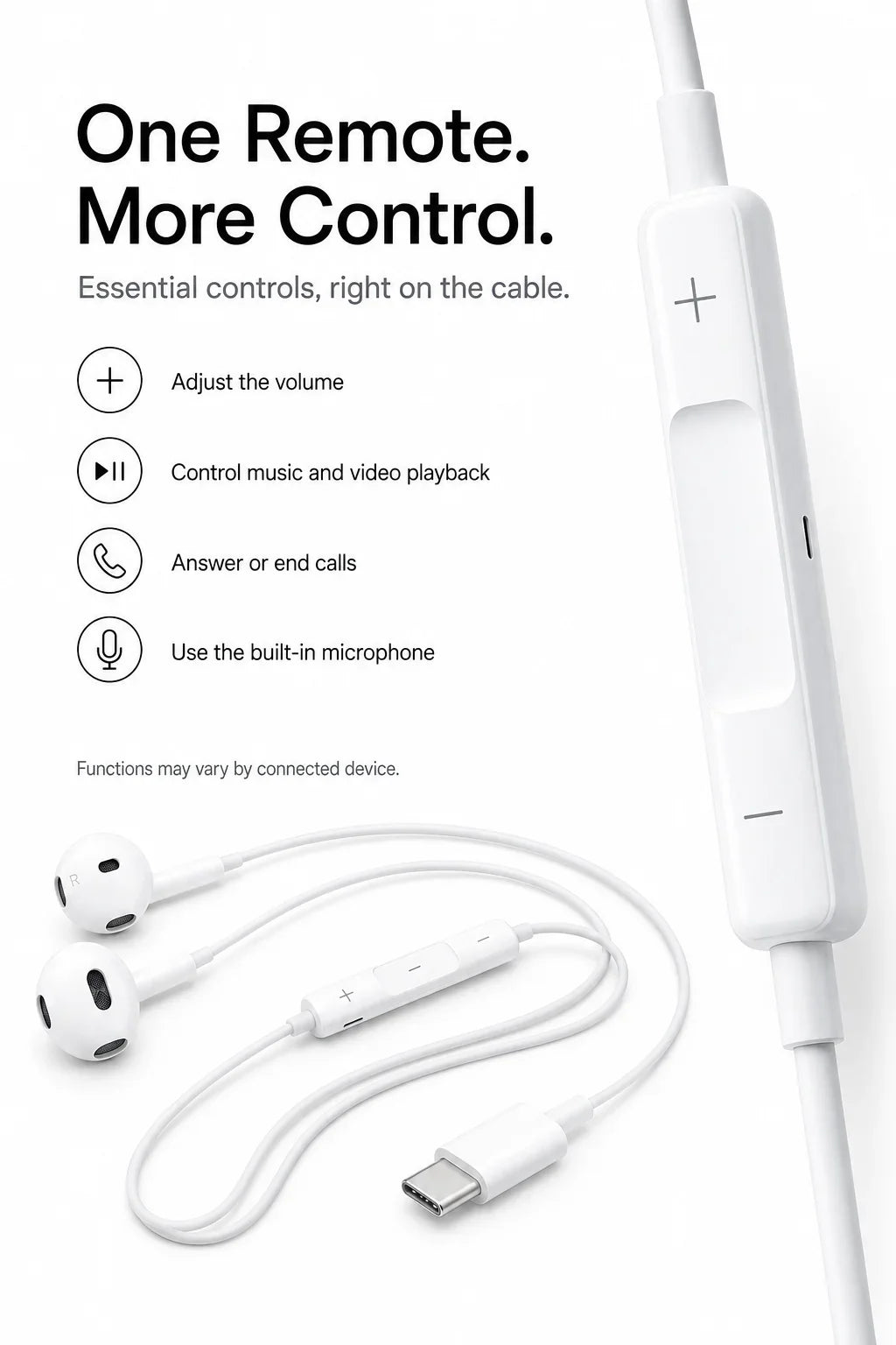 Official Apple EarPods Wired Headphones Lightning USB-C 3.5mm Connector with Mic Remote Adapters for iPhone iPad MacBook