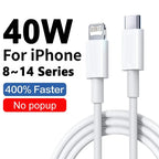PD 40W For iPhone Charger USB C Chargers For iPhone 16 15 14 13 12 11 Pro XS Max XR X 8 7 6 Plus Fast Charging Cable Accessories