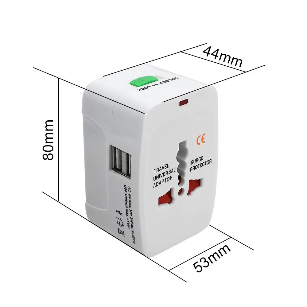 Universal Travel Adapter with Dual USB-C Fast Charging