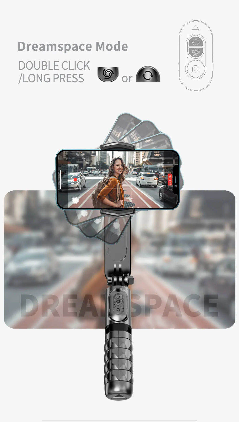 Handheld Gimbal Stabilizer Selfie Stick Tripod with Removable Fill Light Wireless Remote Portable Phone Stand Holder