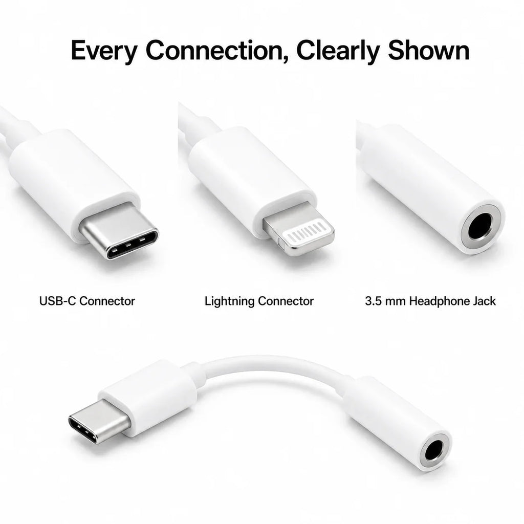 Official Apple USB-C Type-C Lightning to 3.5mm Headphone Jack Adapter & Wired EarPods Earphones with Remote Mic for iPhone iPad