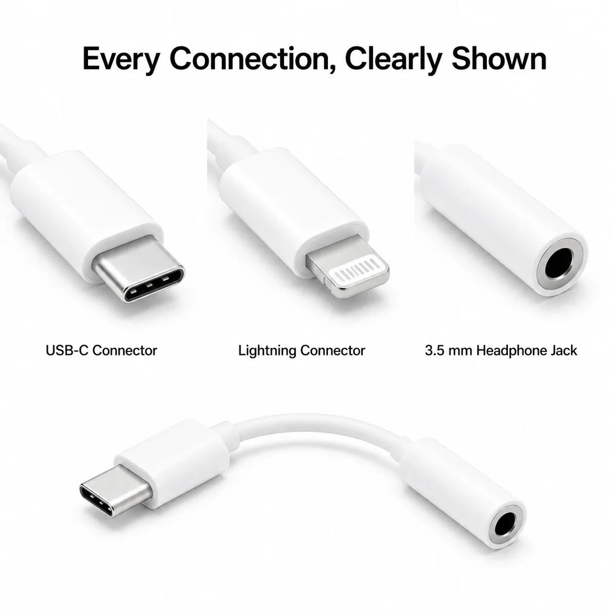 Official Apple USB-C Type-C Lightning to 3.5mm Headphone Jack Adapter & Wired EarPods Earphones with Remote Mic for iPhone iPad