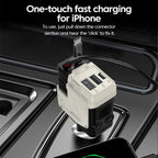 Retractable 4-in-1 Fast Car Charger with Digital Display