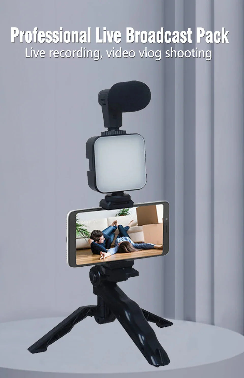 Smartphone Vlogging Kit With Tripod Phone Holder Mini Microphone LED Fill Light Starter For TikTok Live Stream Video YouTube