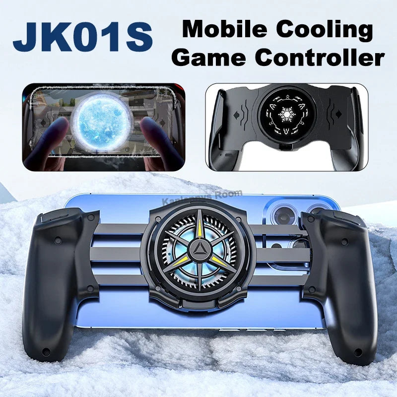 JK01S Semiconductor Mobile Phone Radiator Gamepad Controller 2 IN 1 Game Cooler Handle for IOS Android Telescopic Game Joystick