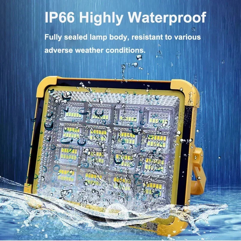 15000LM USB Rechargeable LED Solar Flood Light 2000Watt with Magnet Strong Light Portable Camping Tent Lamp Work Repair Lighting