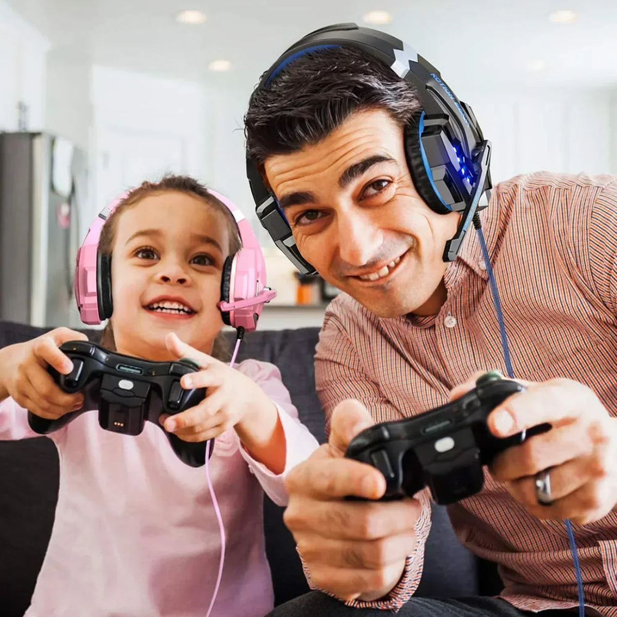 Gaming Headset With Microphone For PS5 PS4 Xbox PC 3D Surround Sound RGB Wired Headphones Noise Cancelling Memory Foam Earcup