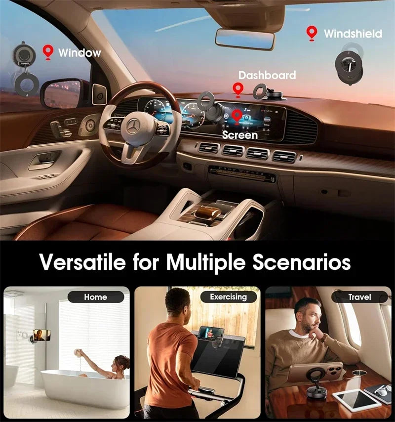 Magnetic Car Phone Mount with 360° Vacuum Suction Cup