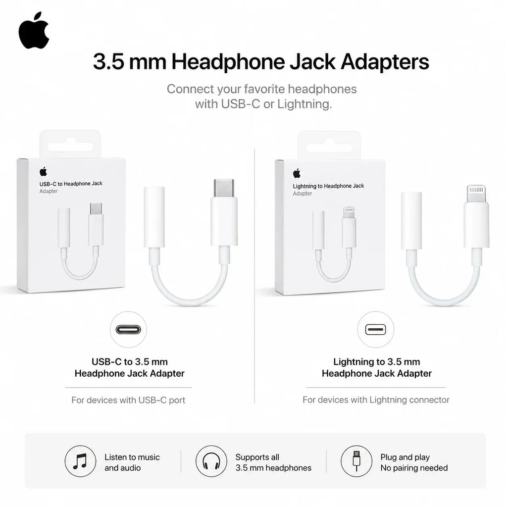 Official Apple USB-C Type-C Lightning to 3.5mm Headphone Jack Adapter & Wired EarPods Earphones with Remote Mic for iPhone iPad