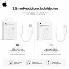 Official Apple USB-C Type-C Lightning to 3.5mm Headphone Jack Adapter & Wired EarPods Earphones with Remote Mic for iPhone iPad