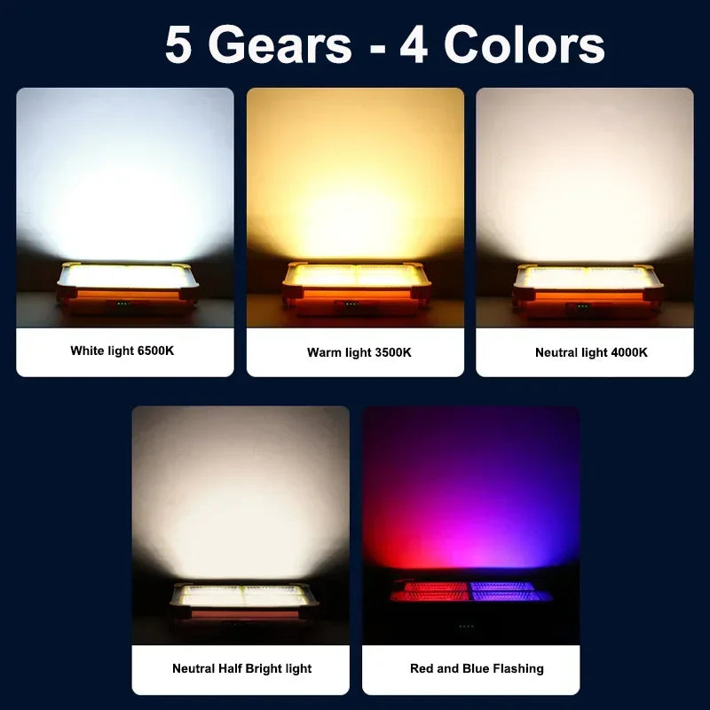 15000LM USB Rechargeable LED Solar Flood Light 2000Watt with Magnet Strong Light Portable Camping Tent Lamp Work Repair Lighting