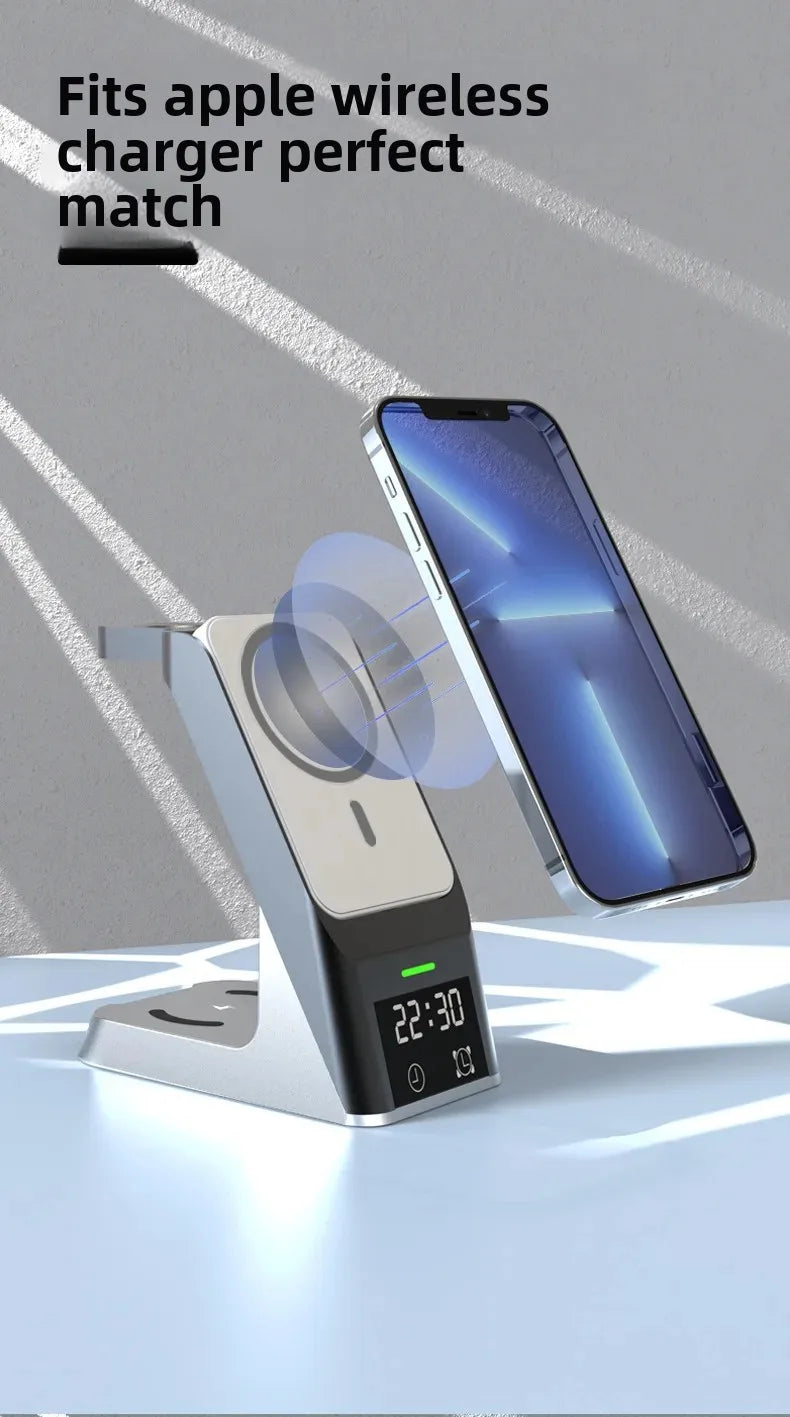Six-In-One Multi-Function Wireless Charger Bluetooth Earphones Immediate Charging And Placing Clock Alarm Function