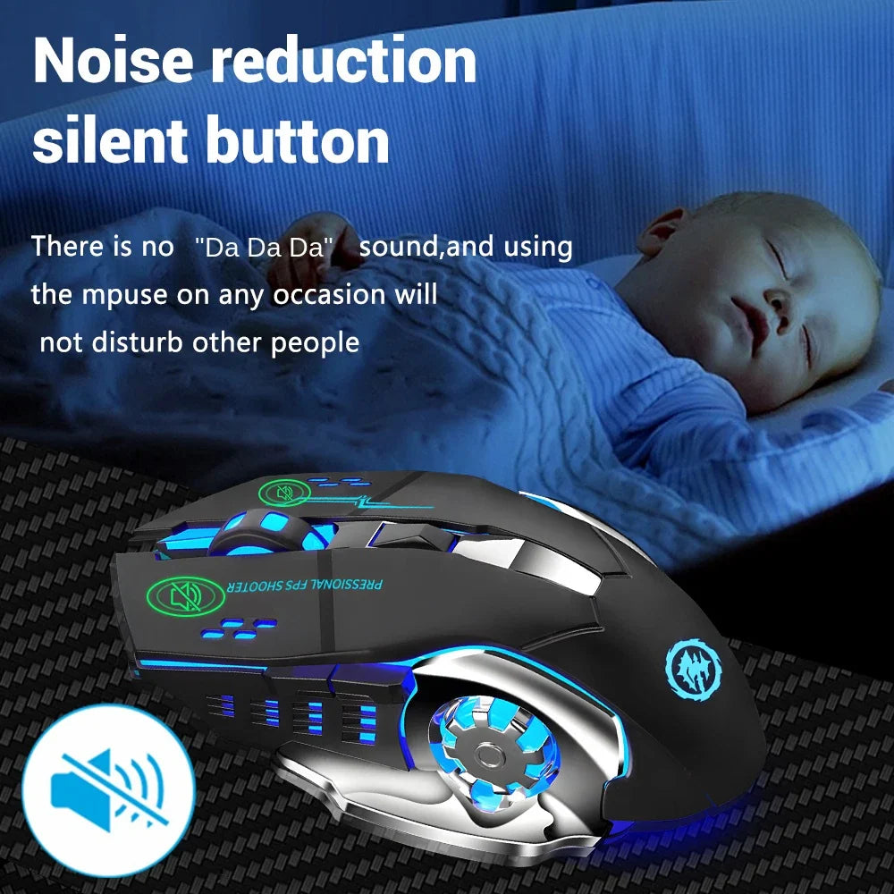 2.4G USB Wireless Bluetooth Mouse Ergonomic Silent Office Mice Rechargeable E-Sports Backlight Mouse For Computer Laptop Macbook