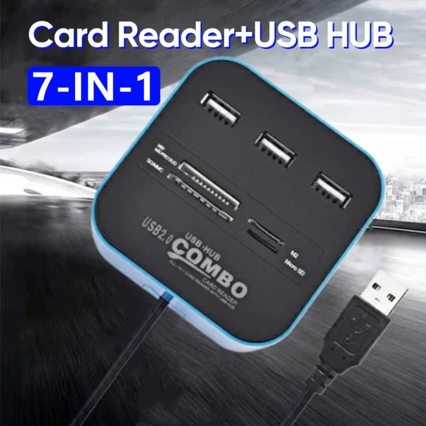 7-in-1 USB-C Hub with Card Reader for Laptop & PC