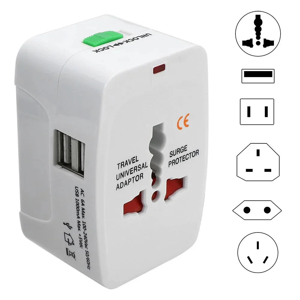 Universal Travel Adapter with Dual USB-C Fast Charging
