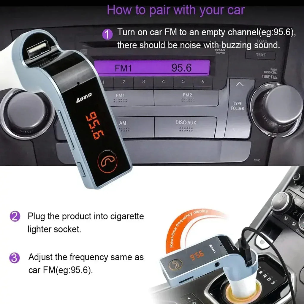 Car Bluetooth FM Transmitter Handsfree Bluetooth Receiver Car Kit Auto Cigarette Lighter USB MP3 Music Player for IPhone IPad