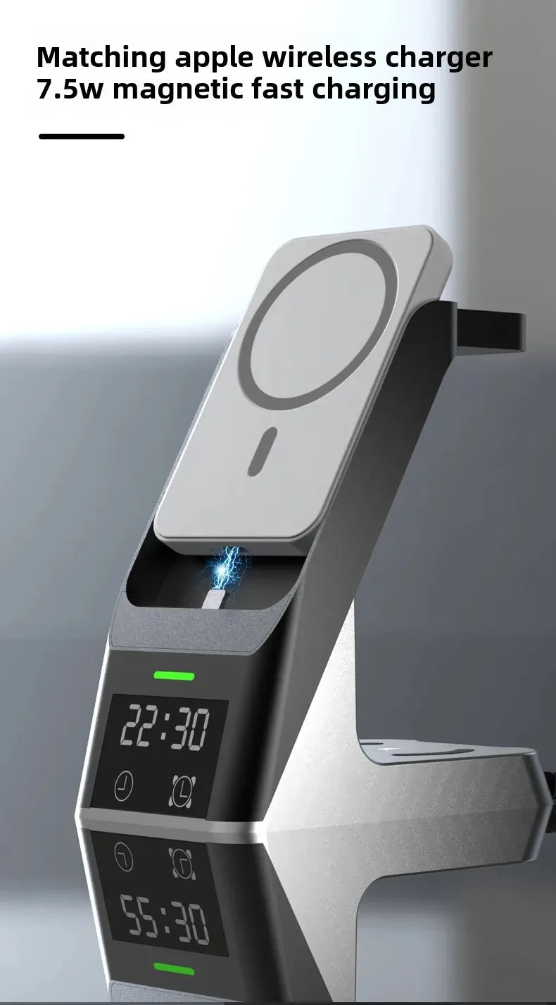 Six-In-One Multi-Function Wireless Charger Bluetooth Earphones Immediate Charging And Placing Clock Alarm Function