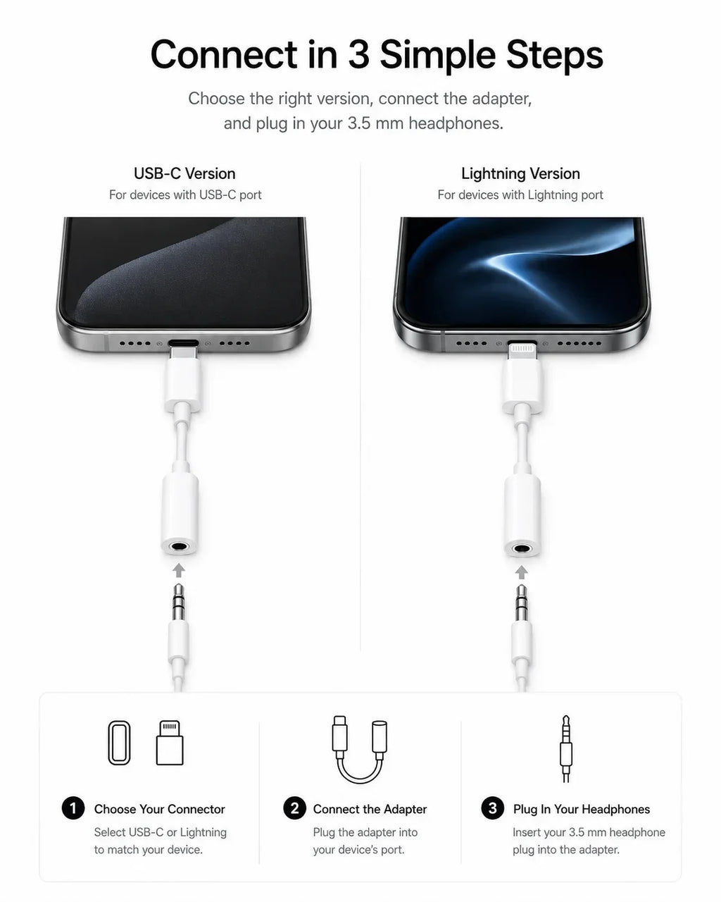 Official Apple USB-C Type-C Lightning to 3.5mm Headphone Jack Adapter & Wired EarPods Earphones with Remote Mic for iPhone iPad