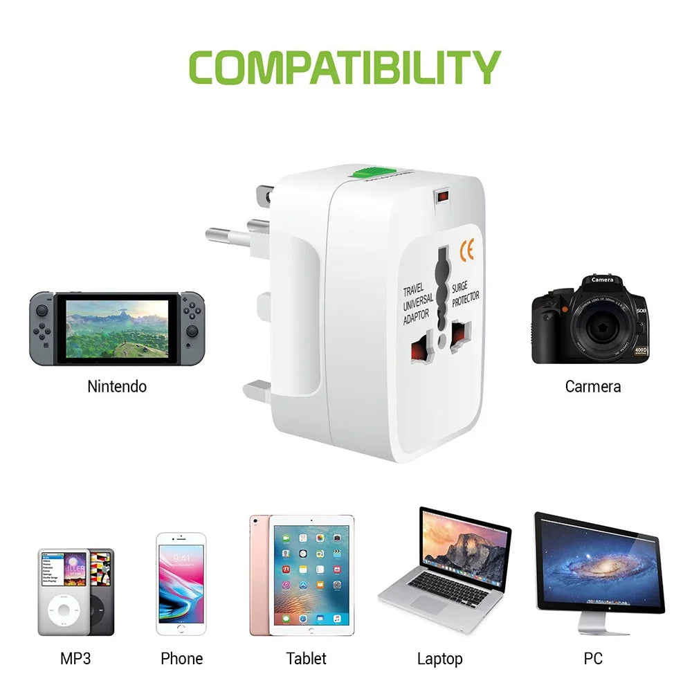 Universal Travel Adapter with Dual USB-C Fast Charging