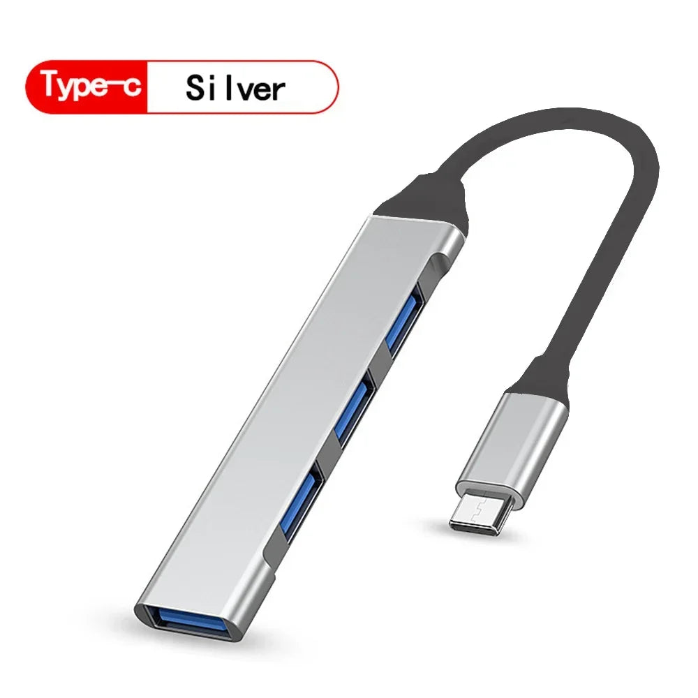 4-Port USB-C Hub Splitter Adapter for Laptop & Mobile