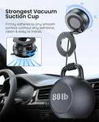 Magnetic Car Phone Mount with 360° Vacuum Suction Cup