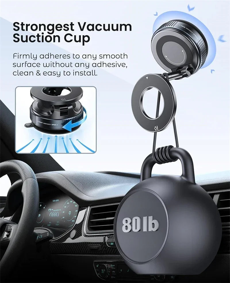 Magnetic Car Phone Mount with 360° Vacuum Suction Cup