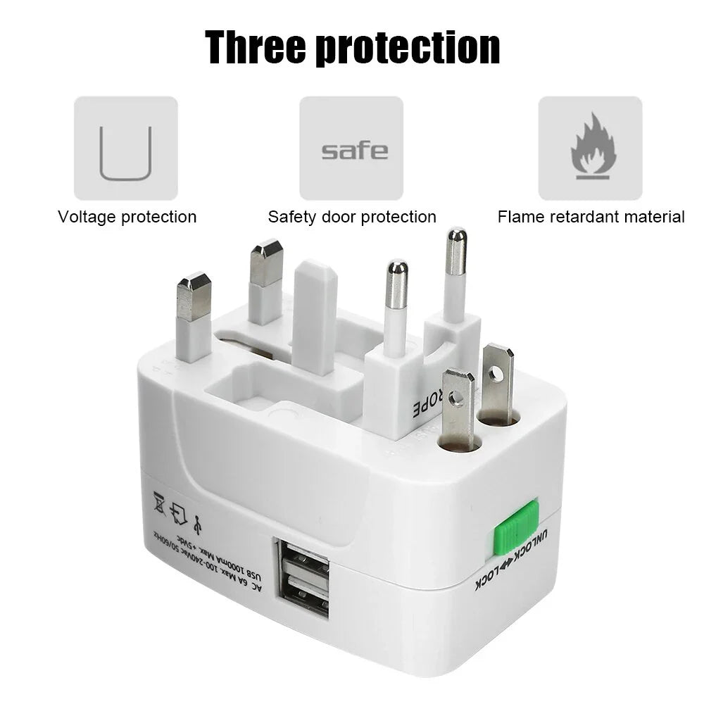 Universal Travel Adapter with Dual USB-C Fast Charging