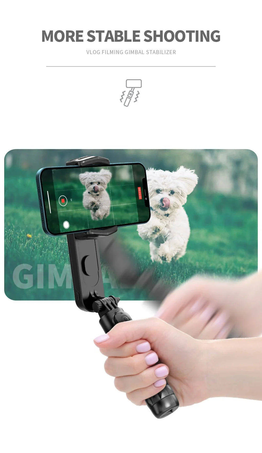 Handheld Gimbal Stabilizer Selfie Stick Tripod with Removable Fill Light Wireless Remote Portable Phone Stand Holder