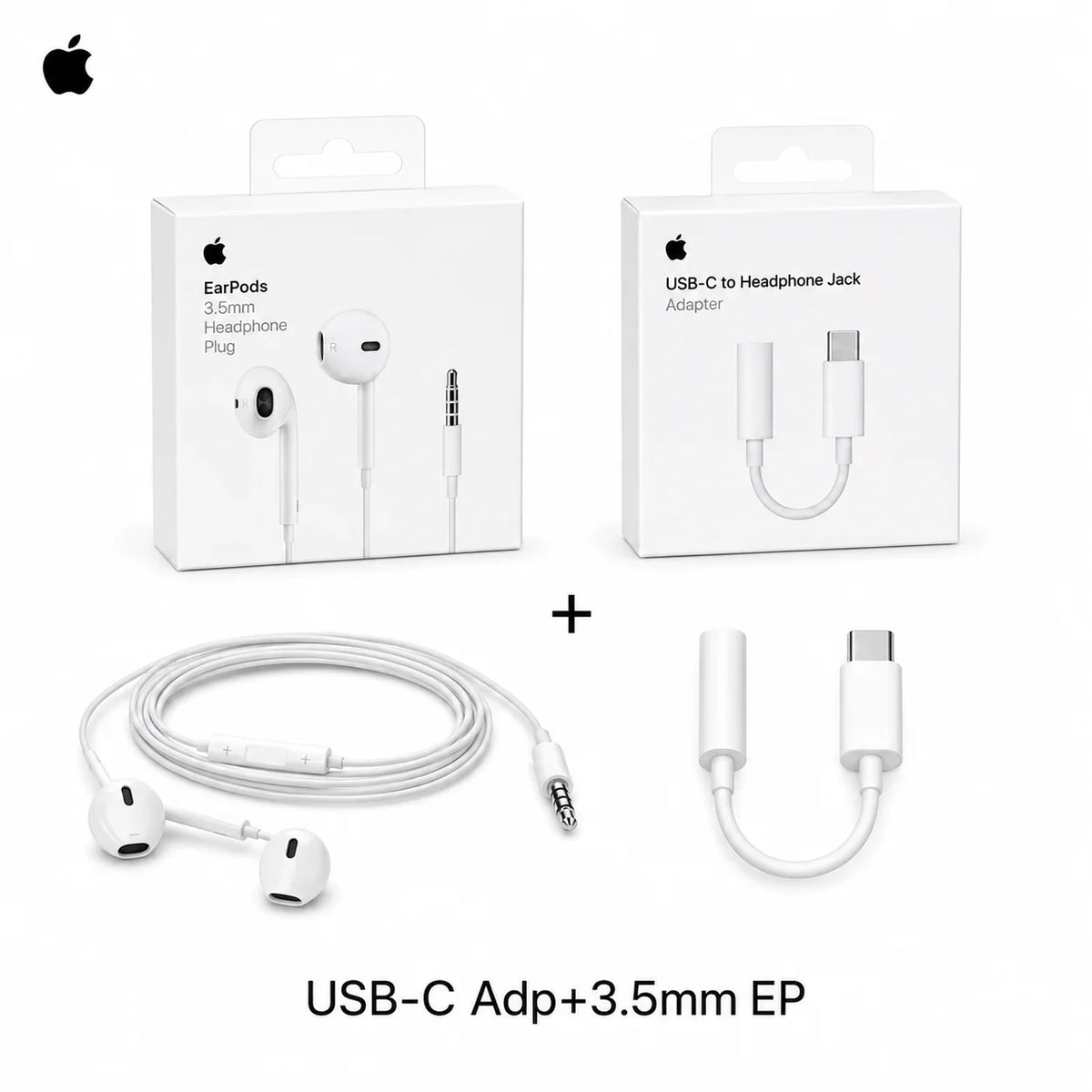 Official Apple EarPods Wired Headphones Lightning USB-C 3.5mm Connector with Mic Remote Adapters for iPhone iPad MacBook