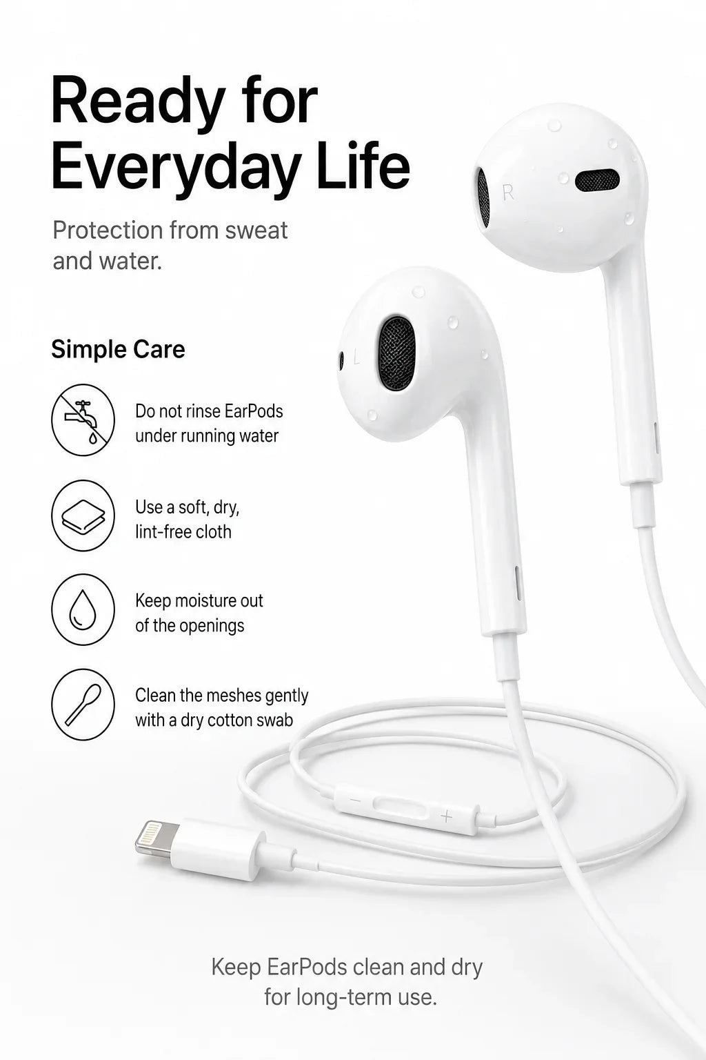 Official Apple EarPods Wired Headphones Lightning USB-C 3.5mm Connector with Mic Remote Adapters for iPhone iPad MacBook