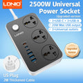 LDNIO Universal Power Strip TypeC 6 USB Port 3 Way AC Outlet 2M Extension Power Socket Charge Electrical Socket EU US UK Plug