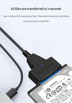 SATA To USB 3.0/Type-C/2 In 1 USB3.0 Type-C Cable Up To 6 Gbps For 2.5 Inch External HDD SSD Hard Drive SATA 3 22 Pin Adapter