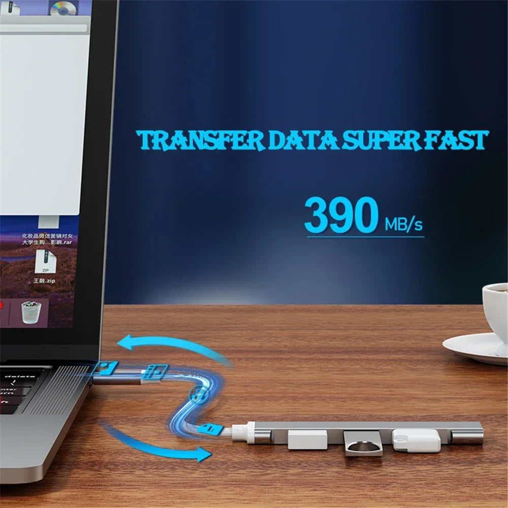 4-Port USB-C Hub Splitter Adapter for Laptop & Mobile