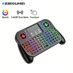 KEBIDUMEI RGB Backlit Mini Keyboard with Touchpad 2.4G Bluetooth Wireless Keyboard for Macbook Laptop Windows Android TV Box