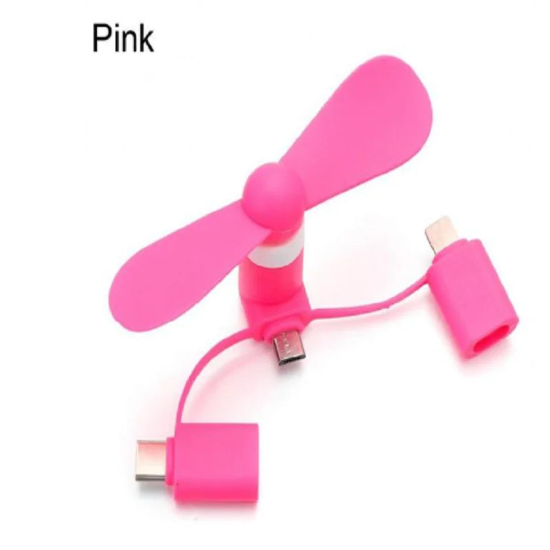 Colorful Micro USB Type C 3 in 1 USB Powered Phone Fan for iPhone iPad Android Smartphone Tablet Lightning Connector Cooling