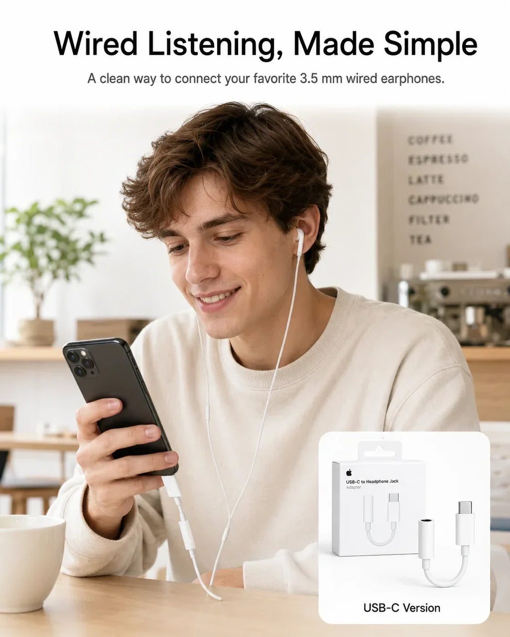 Official Apple USB-C Type-C Lightning to 3.5mm Headphone Jack Adapter & Wired EarPods Earphones with Remote Mic for iPhone iPad