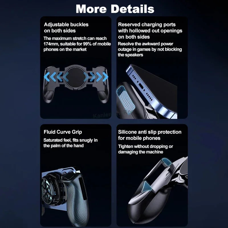 JK01S Semiconductor Mobile Phone Radiator Gamepad Controller 2 IN 1 Game Cooler Handle for IOS Android Telescopic Game Joystick