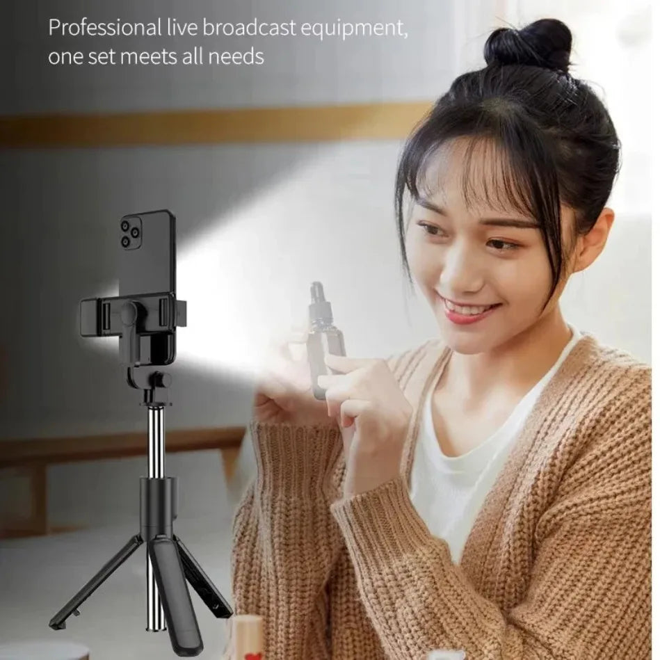 Wireless Bluetooth Selfie Stick Tripod with Fill Light