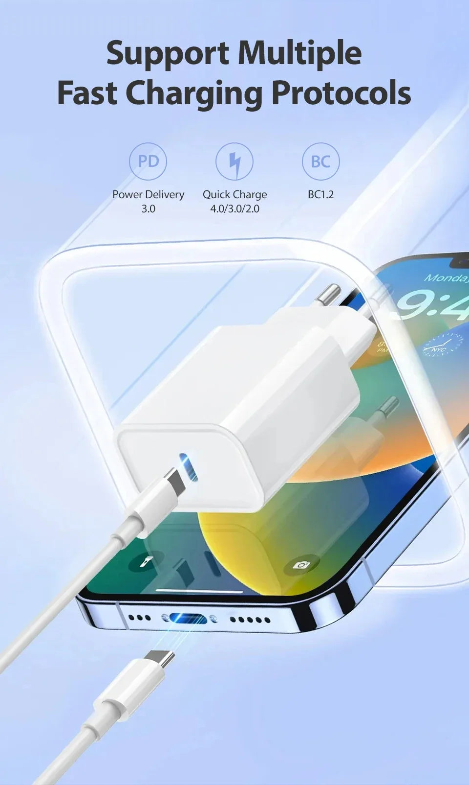 PD 40W For iPhone Charger USB C Chargers For iPhone 16 15 14 13 12 11 Pro XS Max XR X 8 7 6 Plus Fast Charging Cable Accessories