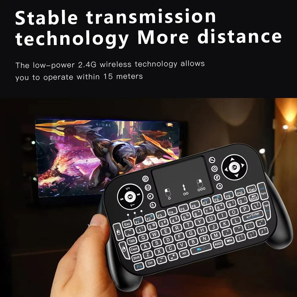 KEBIDUMEI RGB Backlit Mini Keyboard with Touchpad 2.4G Bluetooth Wireless Keyboard for Macbook Laptop Windows Android TV Box