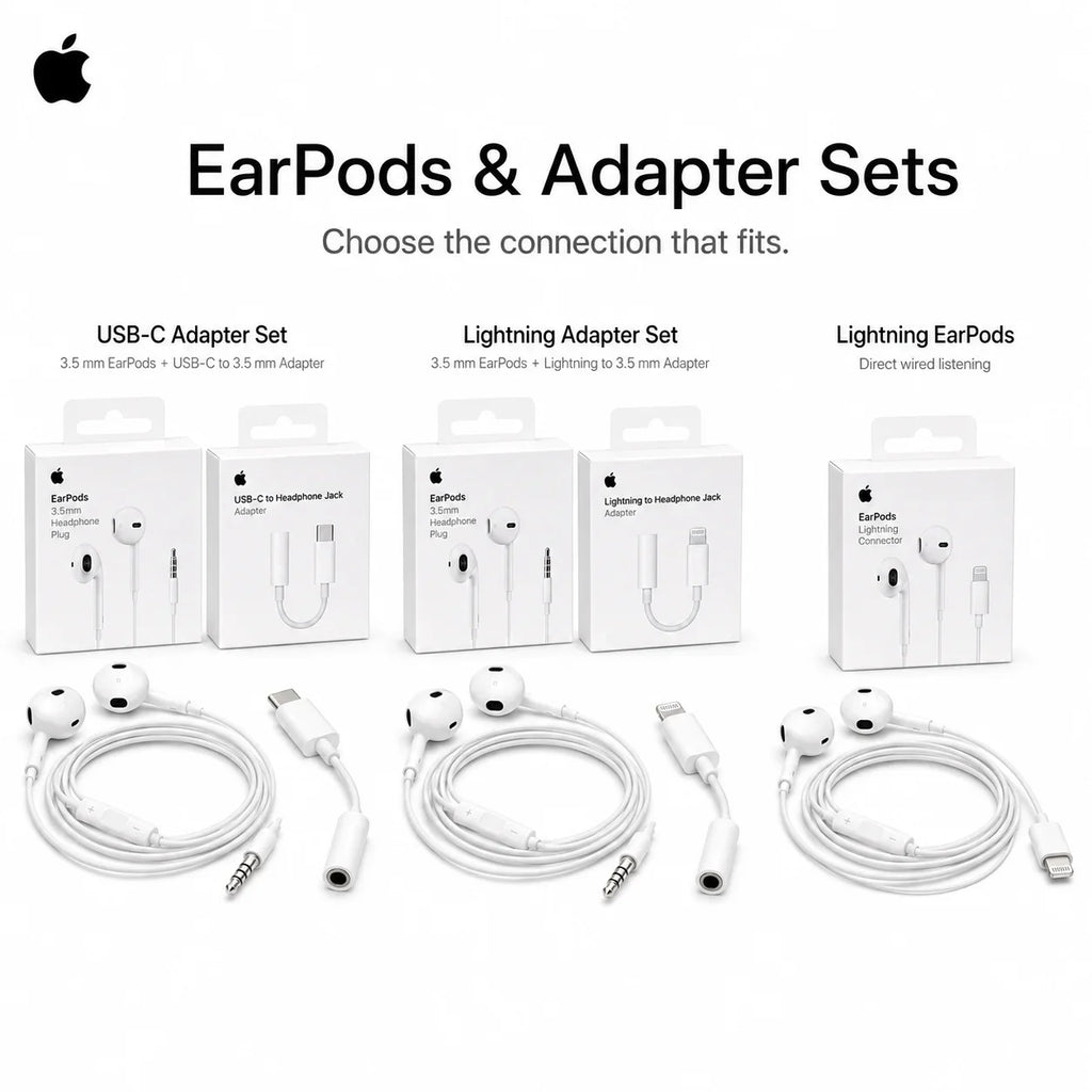 Official Apple EarPods Wired Headphones Lightning USB-C 3.5mm Connector with Mic Remote Adapters for iPhone iPad MacBook